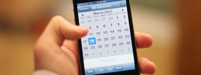 mobile phone with calender app open