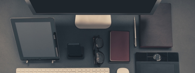 desk with tools and devices